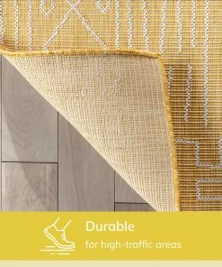 Well Woven Global Anza Tribal Geometric Pattern Yellow Flat-Weave Indoor/Outdoor Rug