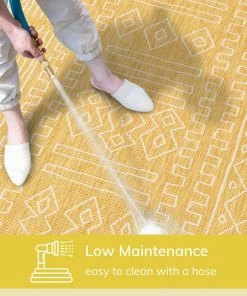 Well Woven Global Anza Tribal Geometric Pattern Yellow Flat-Weave Indoor/Outdoor Rug