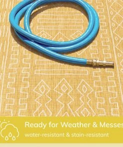 Well Woven Global Anza Tribal Geometric Pattern Yellow Flat-Weave Indoor/Outdoor Rug