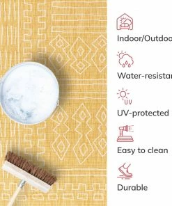 Well Woven Global Anza Tribal Geometric Pattern Yellow Flat-Weave Indoor/Outdoor Rug