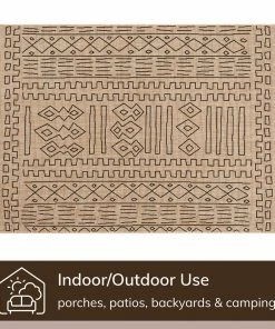 Well Woven Anza Tribal Medallion Pattern Natural Indoor Outdoor Rug