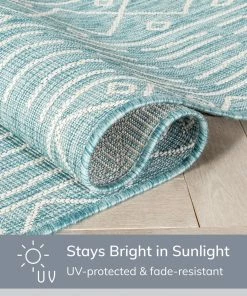 Well Woven Global Anza Tribal Geometric Pattern Blue Flat-Weave Indoor/Outdoor Rug