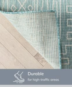 Well Woven Global Anza Tribal Geometric Pattern Blue Flat-Weave Indoor/Outdoor Rug