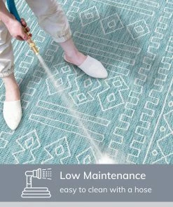 Well Woven Global Anza Tribal Geometric Pattern Blue Flat-Weave Indoor/Outdoor Rug