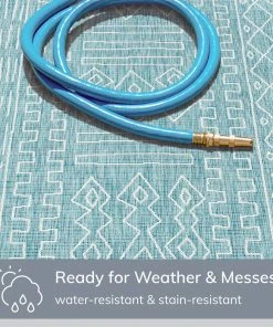 Well Woven Global Anza Tribal Geometric Pattern Blue Flat-Weave Indoor/Outdoor Rug