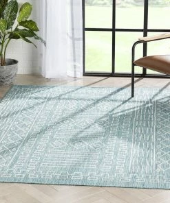 Well Woven Global Anza Tribal Geometric Pattern Blue Flat-Weave Indoor/Outdoor Rug