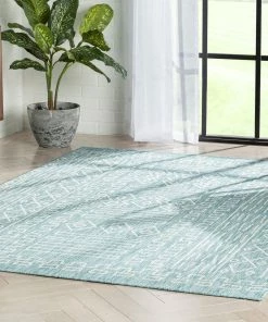 Well Woven Global Anza Tribal Geometric Pattern Blue Flat-Weave Indoor/Outdoor Rug