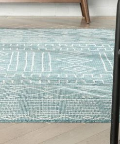 Well Woven Global Anza Tribal Geometric Pattern Blue Flat-Weave Indoor/Outdoor Rug