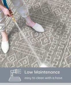 Well Woven Global Anza Tribal Geometric Pattern Grey Flat-Weave Indoor/Outdoor Rug