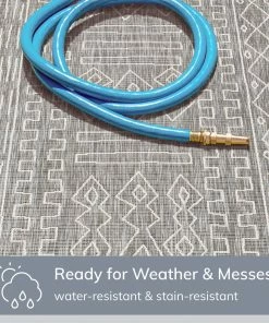 Well Woven Global Anza Tribal Geometric Pattern Grey Flat-Weave Indoor/Outdoor Rug