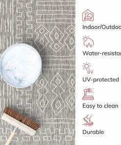 Well Woven Global Anza Tribal Geometric Pattern Grey Flat-Weave Indoor/Outdoor Rug