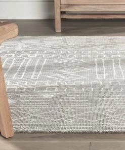 Well Woven Global Anza Tribal Geometric Pattern Grey Flat-Weave Indoor/Outdoor Rug