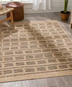 Well Woven Tahiti Contemporary Geometric Natural Indoor Outdoor Rug