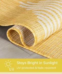 Well Woven Kai Modern Chevron Pattern Yellow Flat-Weave Indoor/Outdoor Rug