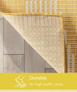 Well Woven Kai Modern Chevron Pattern Yellow Flat-Weave Indoor/Outdoor Rug