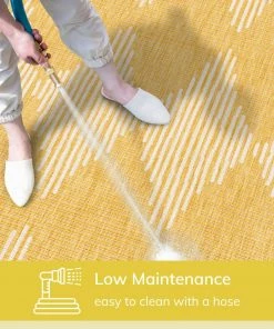 Well Woven Kai Modern Chevron Pattern Yellow Flat-Weave Indoor/Outdoor Rug