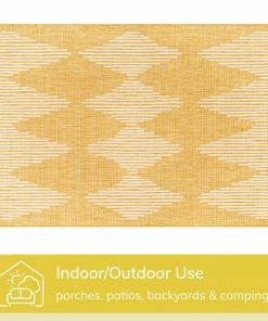 Well Woven Kai Modern Chevron Pattern Yellow Flat-Weave Indoor/Outdoor Rug