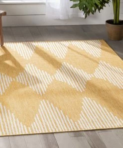 Well Woven Kai Modern Chevron Pattern Yellow Flat-Weave Indoor/Outdoor Rug