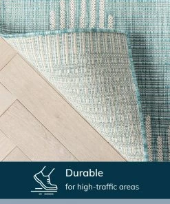 Well Woven Kai Modern Chevron Pattern Blue Flat-Weave Indoor/Outdoor Rug