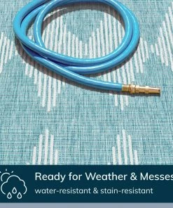 Well Woven Kai Modern Chevron Pattern Blue Flat-Weave Indoor/Outdoor Rug