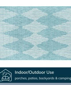 Well Woven Kai Modern Chevron Pattern Blue Flat-Weave Indoor/Outdoor Rug
