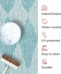 Well Woven Kai Modern Chevron Pattern Blue Flat-Weave Indoor/Outdoor Rug