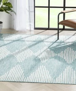 Well Woven Kai Modern Chevron Pattern Blue Flat-Weave Indoor/Outdoor Rug