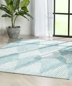 Well Woven Kai Modern Chevron Pattern Blue Flat-Weave Indoor/Outdoor Rug