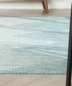 Well Woven Kai Modern Chevron Pattern Blue Flat-Weave Indoor/Outdoor Rug