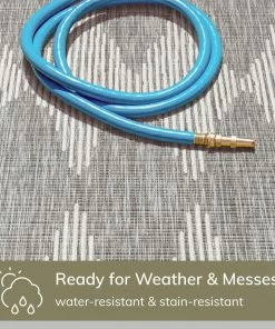 Well Woven Kai Modern Chevron Pattern Grey Flat-Weave Indoor/Outdoor Rug