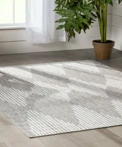 Well Woven Kai Modern Chevron Pattern Grey Flat-Weave Indoor/Outdoor Rug
