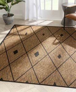 Well Woven Shea Moroccan Lattice Trellis Natural Indoor Outdoor Rug Global