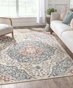 Well Woven Nantes Vintage Bohemian Persian Oriental Medallion Beige Blue Rug