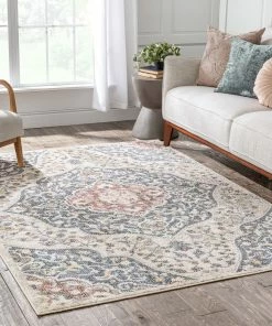 Well Woven Nantes Vintage Bohemian Persian Oriental Medallion Beige Blue Rug