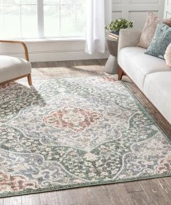 Well Woven Global Nantes Vintage Bohemian Persian Oriental Medallion Green Rug