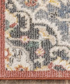 Well Woven Nantes Vintage Bohemian Persian Oriental Medallion Red Rust Blue Rug