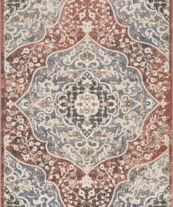 Well Woven Nantes Vintage Bohemian Persian Oriental Medallion Red Rust Blue Rug
