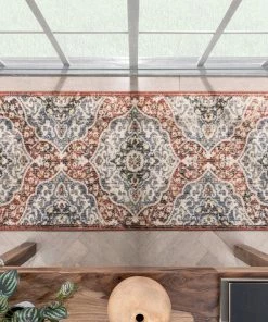 Well Woven Nantes Vintage Bohemian Persian Oriental Medallion Red Rust Blue Rug