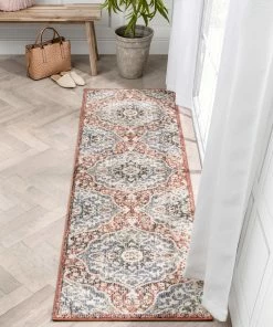 Well Woven Nantes Vintage Bohemian Persian Oriental Medallion Red Rust Blue Rug