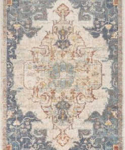 Well Woven Global Lyon Vintage Bohemian Medallion Oriental Botanical Ivory Blue Rug