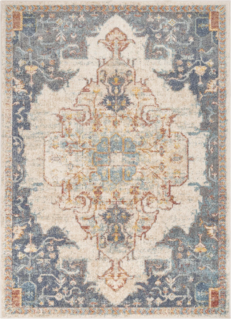 Well Woven Global Lyon Vintage Bohemian Medallion Oriental Botanical Ivory Blue Rug 2 Well Woven Global Lyon Vintage Bohemian Medallion Oriental Botanical Ivory Blue Rug