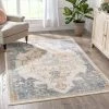 Well Woven Global Lyon Vintage Bohemian Medallion Oriental Botanical Ivory Blue Rug