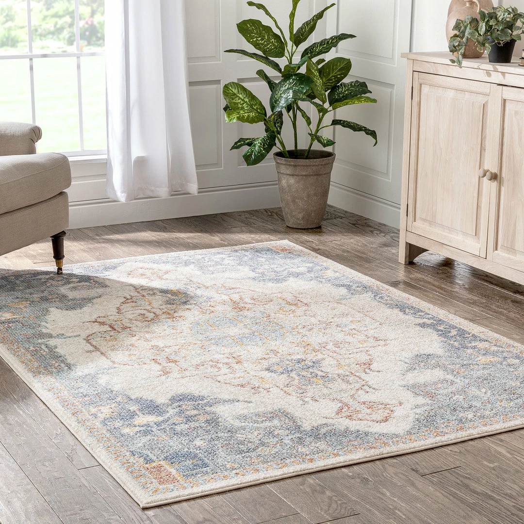 Well Woven Global Lyon Vintage Bohemian Medallion Oriental Botanical Ivory Blue Rug 9 Well Woven Global Lyon Vintage Bohemian Medallion Oriental Botanical Ivory Blue Rug