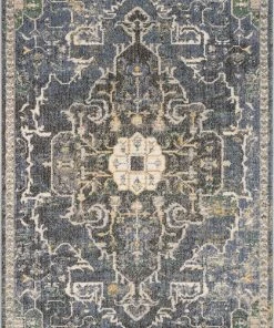 Well Woven Lyon Vintage Bohemian Medallion Oriental Botanical Blue Rug Global