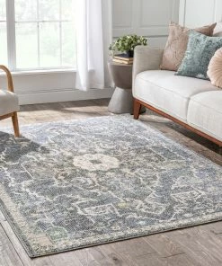 Well Woven Lyon Vintage Bohemian Medallion Oriental Botanical Blue Rug Global