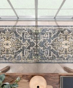 Well Woven Lyon Vintage Bohemian Medallion Oriental Botanical Blue Rug Global