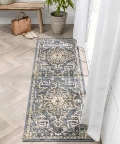 Well Woven Lyon Vintage Bohemian Medallion Oriental Botanical Blue Rug Global