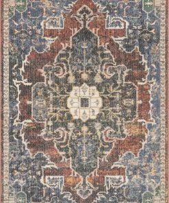 Well Woven Lyon Vintage Bohemian Medallion Oriental Botanical Green Red Rust Rug