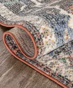 Well Woven Lyon Vintage Bohemian Medallion Oriental Botanical Red Rust Blue Rug Global