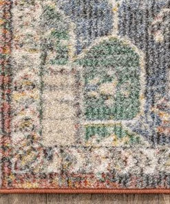 Well Woven Lyon Vintage Bohemian Medallion Oriental Botanical Red Rust Blue Rug Global